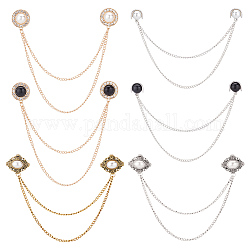 Gomakerer 6 pièces 6 styles chaînes suspendues en alliage épingles à collier pinces à cravate, broche clip en plastique imitation perle pour femme, couleur mixte, 190~202x3mm, 1pc / style