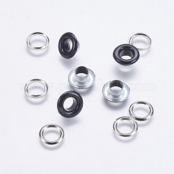 Anello con occhielli in ferro, scatta rivetti, platino, nero, 10.5x5mm, Foro: 6 mm