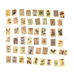 50Pcs 50 Styles PVC Plastic Plant Decorative Stickers Sets, Waterproof Adhesive Decals for DIY Scrapbooking, Photo Album Decoration, Rectangle, Mixed Patterns, 56~70x41~50x0.1mm, 1pc/style