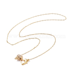 Halskette mit Herz- und Muschelanhänger und Kabelkette für Damen, golden, 18.11 Zoll (46 cm)