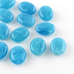 Nachahmung Edelstein oval Acryl-Perlen, Deep-Sky-blau, 19x15x7 mm, Bohrung: 2 mm, ca. 330 Stk. / 500 g