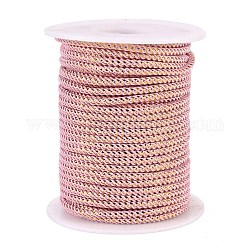 Runde Saite Thread Polyesterkorde, mit Golddraht, rosa, 2.5 mm, ca. 21.87 Yard (20m)/Rolle