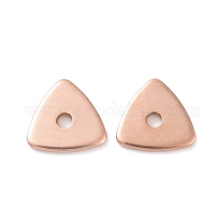 Revestimiento iónico (ip) 304 perlas de acero inoxidable, triángulo, oro rosa, 8x8x1mm, agujero: 1.5 mm