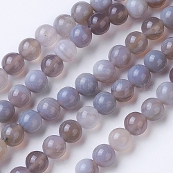 Chapelets de perles en agate rayée/agate à rangs de grade naturel, teints et chauffée, ronde, brun rosé, 8~8.5mm, Trou: 1.2mm, Environ 39 pcs/chapelet, 14.56 pouce (37 cm)