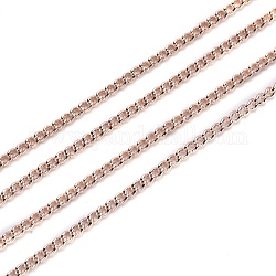 Латунные бордюрные цепи, долговечный, пайки, с катушкой, розовое золото , 2x1.5x0.3 мм