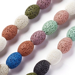 Fili di perle di roccia lavica naturale, tinto, riso, colore misto, 15~15.5x11~11.5mm, Foro: 2 mm, circa 27pcs/filo, 15.94 pollice (40.5 cm)