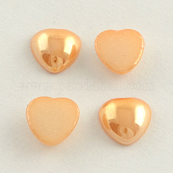Pearlized Plated Opaque Glass Cabochons, Heart, PeachPuff, 10x10x4mm