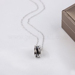 925 collane con ciondoli a colonna in argento sterling, con cubic zirconia e catene portacavi, nero, platino, 50cm