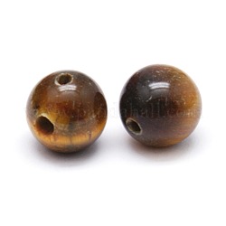 3-Hole Natural Tiger Eye Round Beads, Buddha Beads, T-Drilled Beads, 8mm, Hole: 1~1.5mm