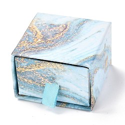 Scatola quadrata del cassetto della carta, con spugna nera e corda in poliestere, modello in marmo, per bracciale e anelli, cielo azzurro, 5.2x5.05x3.6cm