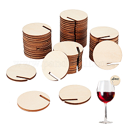 Ahadermaker 60 pièces breloques en bois pour verre à vin, marqueur de gobelet, amande blanchie, 40x3mm
