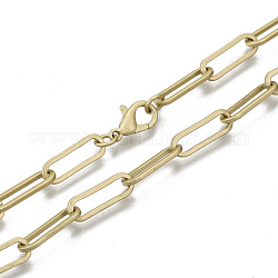 Büroklammerketten aus Messing, gezeichnete längliche Kabelketten Halskette machen, mit Karabiner verschlüsse, mattgoldene Farbe, 17.71 Zoll (45 cm) lang, Link: 5x15 mm, Sprungring: 5x1 mm