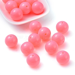 Abalorios fluorescentes grueso de acrílico , redondo, color de rosa caliente, 20mm, agujero: 2~3 mm