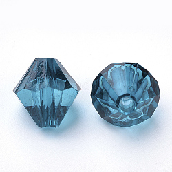 Perles en acrylique transparente, Toupie, sarcelle, 4x4mm, Trou: 1.2mm, environ 17000 pcs/500 g