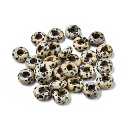Perle europee di diaspro dalmata naturale, perline con foro grande, rondelle, 12x6mm, Foro: 5 mm