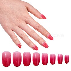 Ensembles de nail art, avec 24pcs ongles en plastique, 24pcs colle à ongles gelée double face, camélia, 14.5~23x7~14mm, environ 24 pcs / ensemble