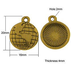 Tibetan Style Alloy Globe Pendants, Lead Free, Antique Golden, 20x16x4mm, Hole: 2mm