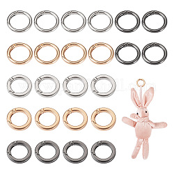 Beadthoven 24Pcs 6 Styles Zinc Alloy Spring Gate Rings, Ring Shape, Mixed Color, 5 Gauge~7 Gauge, 27~28x3.5~4.5mm, 4pcs/style