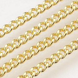 Латунные бордюрные цепи, с катушкой, граненые, пайки, золотые, 2.5x2x0.7 мм, около 98.42 фута (30 м) / рулон