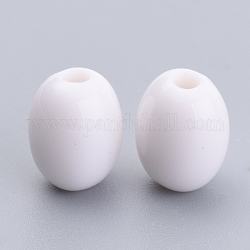 Perles acryliques opaques, ovale, blanc, 8.5x6mm, trou: 1.5 mm, environ 2800 pcs / 500 g