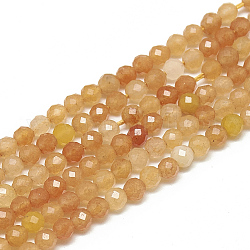 Chapelets de perles en aventurine rouge naturelle, facette, ronde, 3~3.5mm, Trou: 0.3mm, Environ 113 pcs/chapelet, 14.9 pouce