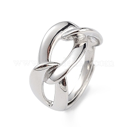 Регулируемое кольцо в форме латунных бордюрных цепей для женщин, без свинца и без кадмия, платина, внутренний диаметр: 17 мм