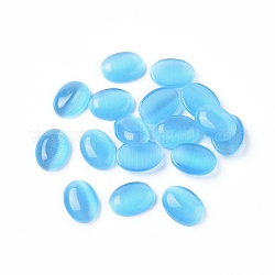 Cat Eye Cabochons, Oval, Sky Blue, about 6mm wide, 8mm long, 3mm thick