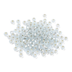 Perline di vetro foderate in argento smerigliato, foro rotondo, tondo, azzurro, 3x2mm, Foro: 1 mm, 787pcs/scatola