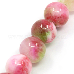 Natur persische Jade Perlen Stränge, gefärbt, Runde, Licht Korallen, 10 mm, Bohrung: 1 mm, ca. 38 Stk. / Strang, 16 Zoll