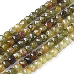 Natürlichen grünen Granat Perlen Stränge, Andraditperlen, Würfel, facettiert, 4~5x4~5x4~5 mm, Bohrung: 1 mm, ca. 89 Stk. / Strang, 15.55 Zoll (39.5 cm)