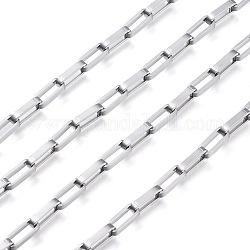 304 Stainless Steel Box Chains, Unwelded, with Spool, Stainless Steel Color,Link: 8x3x1.5mm, about 32.8 Feet(10m)/roll