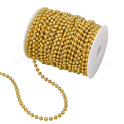 Handgefertigte Perlenketten aus Kunstharz, mit Baumwollfaden, Kugelkette, ungeschweißte, mit Spule, Runde, golden, 4 mm, 40 m / Rolle