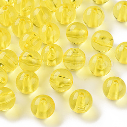 Perles en acrylique transparente, ronde, jaune, 12x11mm, Trou: 2.5mm, environ 566 pcs/500 g