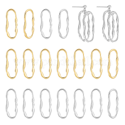 Unicraftale 16Pcs 2 Colors 304 Stainless Steel Linking Rings, Irregular Oval, Golden & Stainless Steel Color, 34x13x2mm, Inner Diameter: 30.5x7.5mm, 8pcs/color
