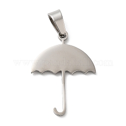 304 ciondoli in acciaio inossidabile, timbratura tag vuoto, fascino dell'ombrello, colore acciaio inossidabile, 27.5x20x1mm, Foro: 6.5x4 mm