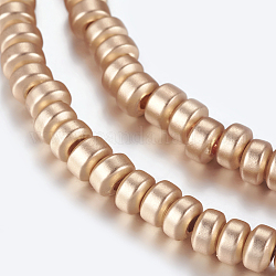Chapelets de perles en hématite synthétique sans magnétiques, mat, rondelle, plaqué or et de lumière, 3x2mm, Trou: 1mm, Environ 206 pcs/chapelet, 16.1 pouce (41 cm)