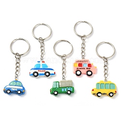 Resin Car Pendant Keychain, with Iron Split Key Rings, Mixed Color, 7.5~8cm