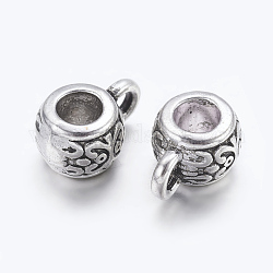 Tibetan Silver Hangers, Bail Beads, Lead Free & Cadmium Free, Antique Silver, about 8mm in diameter, 5.5mm long, Hole: 2mm, 3.5mm inner diameter