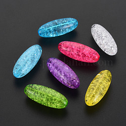 Perles en acrylique transparentes craquelées, riz, couleur mixte, 12.5x32mm, Trou: 2.5mm, environ 155 pcs/500 g