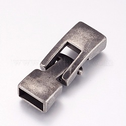 304 cierres de encaje a presión de acero inoxidable, plata antigua, 13x36x7mm, agujero: 4x10.5 mm