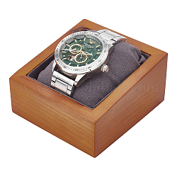 Soportes de exhibición de reloj de pulsera de madera rectangular, con almohadas, apoyos de la foto, vara de oro, 9.7x9.1x4.95 cm