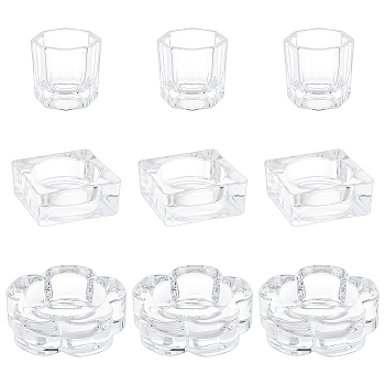 SuperZubehör 9 stücke 3 stil glas dappen teller/deckel schüssel tasse kristall teller MRMJ-FH0001-15