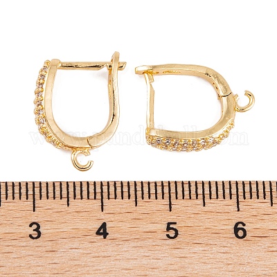 Фурнитура для сережек-обручов из латуни с фианитом KK-S374-04G-03-1