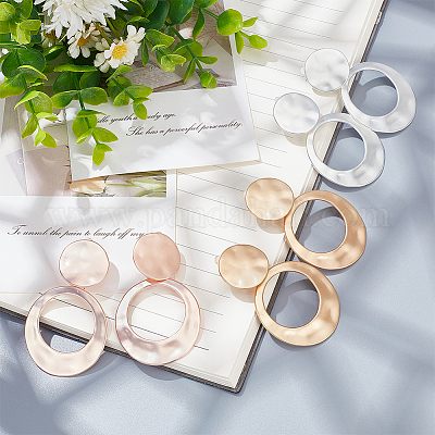 3 пара двухцветных серег-клипс в форме пончика из сплава EJEW-AN0004-62-1