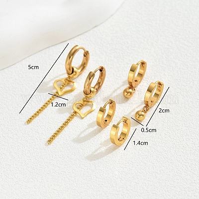 Стильные комплекты сережек-кисточек в форме сердца из нержавеющей стали BH4978-1