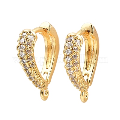 Латунные серьги-кольца из прозрачного кубического циркония KK-A274-01G-1