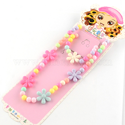 Цветок акриловые кулон ожерелья и браслеты простирания комплекты ювелирных изделий SJEW-R048-05-1