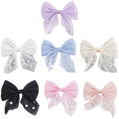 28 шт. 7-цветный полиэстер и смоляные жемчужины бантовые украшения аксессуары DIY-SP0004-77-1