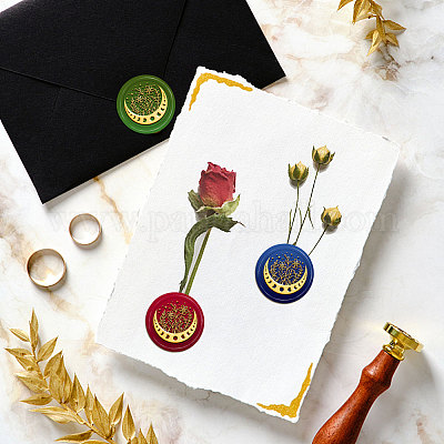 Латунная восковая печать штамп с ручкой AJEW-WH0184-0535-1