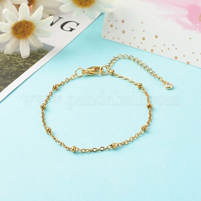 304ステンレススチールサテライトチェーンブレスレット ゴールドカラー